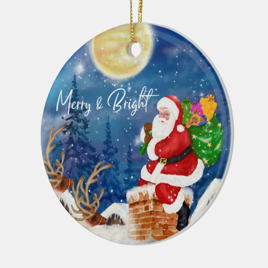 Weihnachten Weihnachten Weihnachtsmann Holding Sac Keramik Ornament (Links)