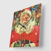 Weihnachten Weihnachten Weihnachtsmann im Roten Me Quadratische Wanduhr (Winkel)