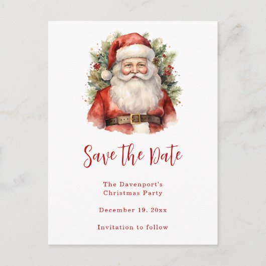 Weihnachten Weihnachten Weihnachtsmann Lächeln Ankündigungspostkarte (Vorderseite)