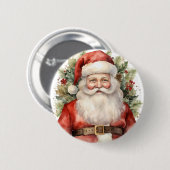Weihnachten Weihnachten Weihnachtsmann Lächeln Button (Vorne & Hinten)