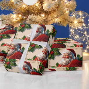 Weihnachten Weihnachten Weihnachtsmann Lächeln Geschenkpapier