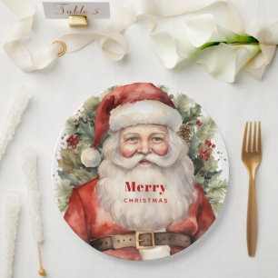Weihnachten Weihnachten Weihnachtsmann Lächeln Pappteller
