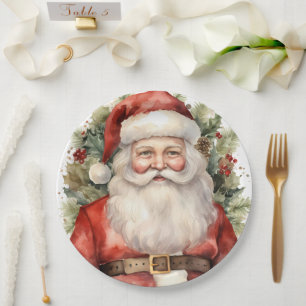 Weihnachten Weihnachten Weihnachtsmann Lächeln Pappteller