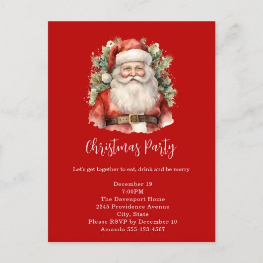 Weihnachten Weihnachten Weihnachtsmann Lächeln Par Einladungspostkarte (Vorderseite)