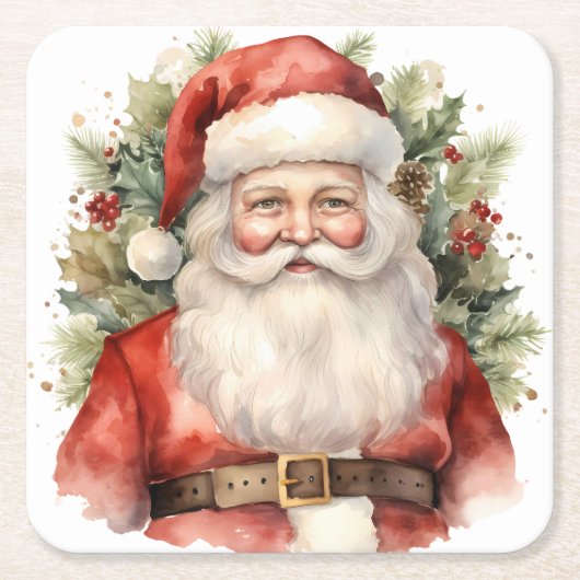 Weihnachten Weihnachten Weihnachtsmann Lächeln Rechteckiger Pappuntersetzer (Vorderseite)