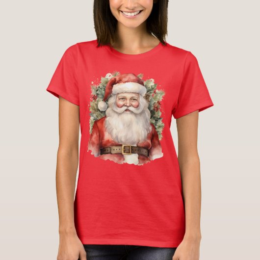 Weihnachten Weihnachten Weihnachtsmann Lächeln T-Shirt (Vorderseite)