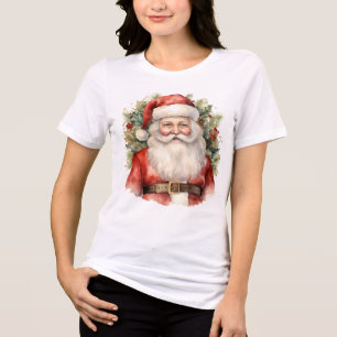 Weihnachten Weihnachten Weihnachtsmann Lächeln Tri-Blend Shirt