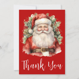 Weihnachten Weihnachten Weihnachtsmann lächeln Wei Dankeskarte