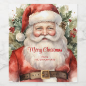 Weihnachten Weihnachten Weihnachtsmann Lächeln Weinetikett (Einzelnes Label)