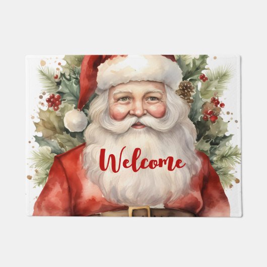 Weihnachten Weihnachten Weihnachtsmann lächeln Wil Fußmatte (Vorderseite)