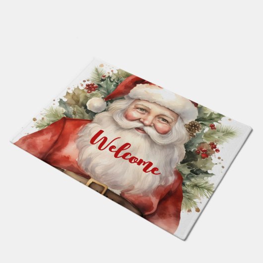 Weihnachten Weihnachten Weihnachtsmann lächeln Wil Fußmatte (Schrägansicht)