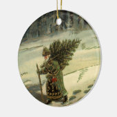 Weihnachten, Weihnachten, Weihnachtsmann mit einem Keramikornament (Links)