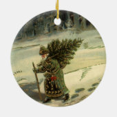 Weihnachten, Weihnachten, Weihnachtsmann mit einem Keramikornament (Hinten)