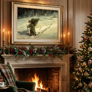 Weihnachten, Weihnachten, Weihnachtsmann mit einem Poster