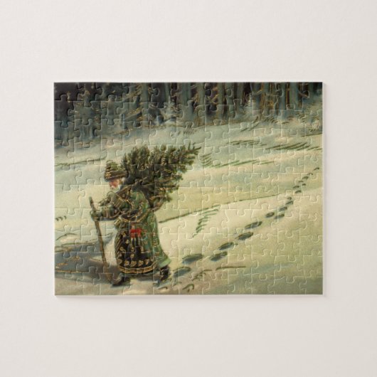 Weihnachten, Weihnachten, Weihnachtsmann mit einem Puzzle (Horizontal)