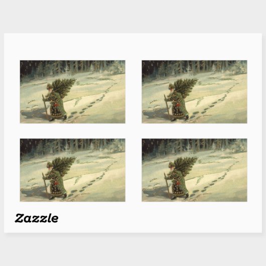 Weihnachten, Weihnachten, Weihnachtsmann mit einem Rechteckiger Aufkleber (Blatt)