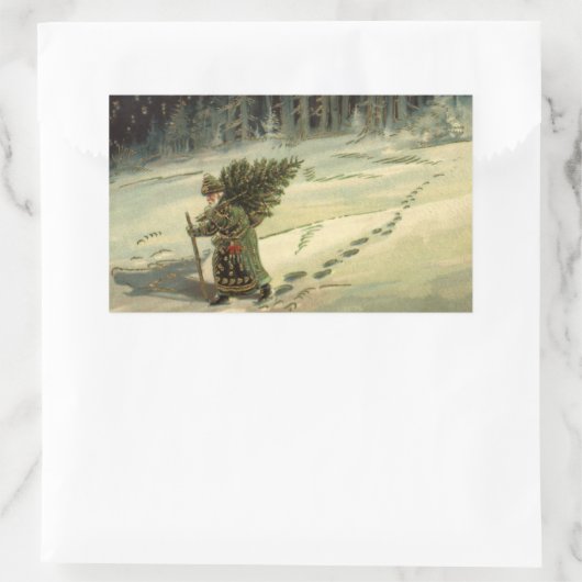 Weihnachten, Weihnachten, Weihnachtsmann mit einem Rechteckiger Aufkleber (Tasche)