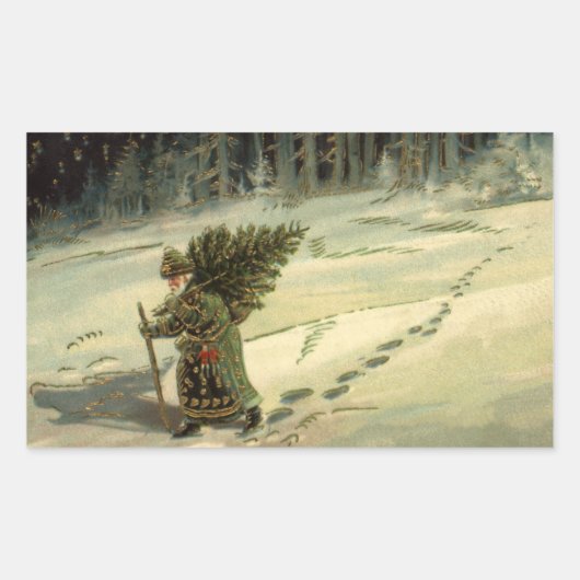Weihnachten, Weihnachten, Weihnachtsmann mit einem Rechteckiger Aufkleber (Vorderseite)