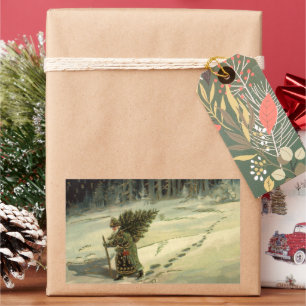 Weihnachten, Weihnachten, Weihnachtsmann mit einem Rechteckiger Aufkleber