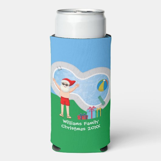 Weihnachten Weihnachten Weihnachtsmann Niedliches Selters Dosenkühler (Seltzer Vorderseite)