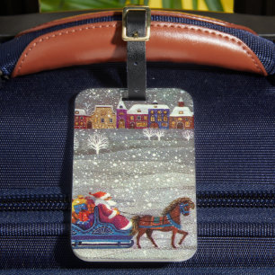 Weihnachten, Weihnachten, Weihnachtsmann, Pferd Op Gepäckanhänger