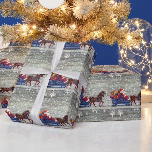 Weihnachten, Weihnachten, Weihnachtsmann, Pferd Op Geschenkpapier (Feiertage)