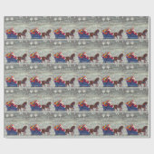 Weihnachten, Weihnachten, Weihnachtsmann, Pferd Op Geschenkpapier (Flach)