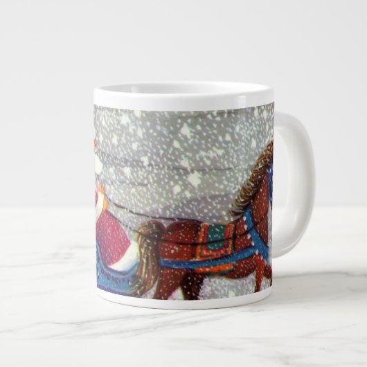 Weihnachten, Weihnachten, Weihnachtsmann, Pferd Op Jumbo-Tasse (Vorderseite Rechts)