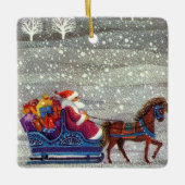 Weihnachten, Weihnachten, Weihnachtsmann, Pferd Op Keramikornament (Vorderseite)