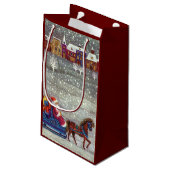 Weihnachten, Weihnachten, Weihnachtsmann, Pferd Op Kleine Geschenktüte (Rückseite Schrägansicht)