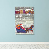 Weihnachten, Weihnachten, Weihnachtsmann, Pferd Op Leinwanddruck (Insitu (Holzboden))