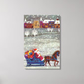 Weihnachten, Weihnachten, Weihnachtsmann, Pferd Op Leinwanddruck (Vorderseite)