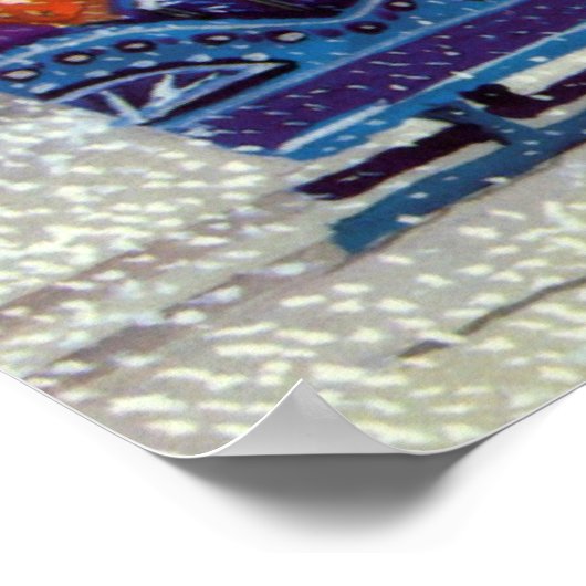 Weihnachten, Weihnachten, Weihnachtsmann, Pferd Op Poster (Ecke)