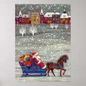 Weihnachten, Weihnachten, Weihnachtsmann, Pferd Op Poster (Vorne)