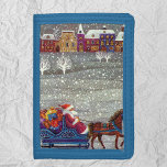 Weihnachten, Weihnachten, Weihnachtsmann, Pferd Op Trifold Geldbörse<br><div class="desc">Vintage Abbildung Viktorianisch Fröhliches Weihnachtsbild mit einem fröhlichen Weihnachtsmann-Reiten in einem Pferd Open Sleigh am Heiligabend. Im Winter schneit es mit einer schläfrigen Stadt in der Ferne. Weiße Bäume bedeckt mit schneebedeckten Ästen,  während Schneeflocken sanft vom Nachthimmel fallen.</div>