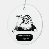 Weihnachten Weihnachten Weihnachtsmann Schwarz-wei Keramik Ornament (Links)