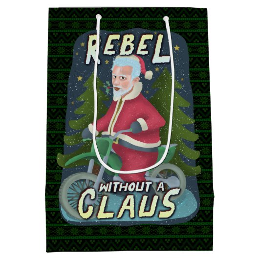 Weihnachten Weihnachten Weihnachtsmann-Spaß Motorr Mittlere Geschenktüte (Rückseite)