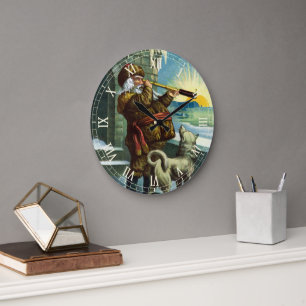 Weihnachten Weihnachten Weihnachtsmann Telescope D Große Wanduhr