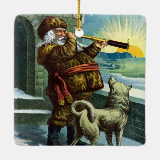 Weihnachten Weihnachten Weihnachtsmann Telescope D Keramikornament (Rückseite)