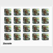 Weihnachten Weihnachten Weihnachtsmann Telescope D Quadratischer Aufkleber (Blatt)