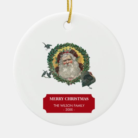 Weihnachten Weihnachten Weihnachtsmann & Truthäuse Keramik Ornament (Vorne)