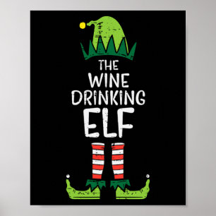 Weihnachten Weihnachten Wein trinken Elf Weihnacht Poster