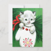 Weihnachten Weihnachten Weiße Katze ein Mitten Wei (Vorderseite)