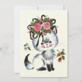 Weihnachten Weihnachten Weiße Katze in Rosa Blumen (Vorderseite)