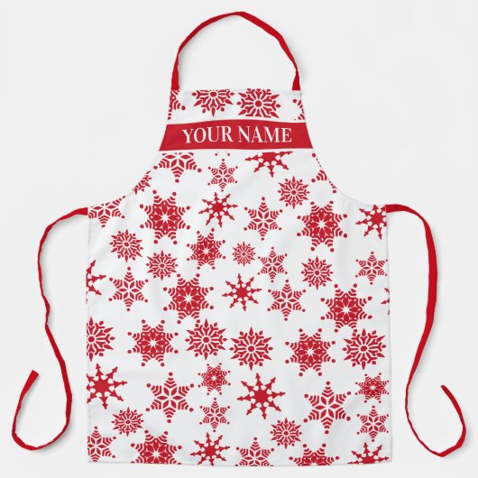 Weihnachten Weihnachten Weißer und Roter Schneeflo Schürze (Vorderseite)