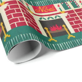 Weihnachten Weihnachts-Feuerplatz Red Green Gold C Geschenkpapier