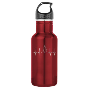 Weihnachten - Weihnachtsbaum - Herzschlag Edelstahlflasche