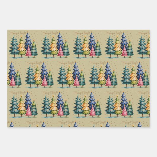 Weihnachten Weihnachtsbäume Rosa Baum Geschenkpapier Set (Vorderseite)