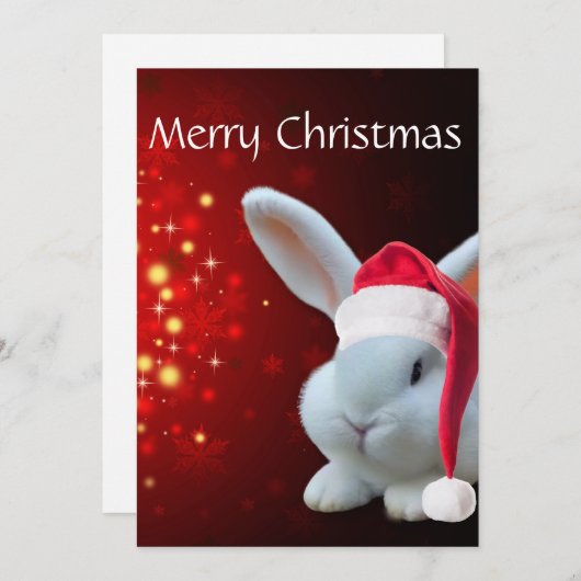 Weihnachten Weihnachtsbunny Flat Ferienkarte (Vorne/Hinten)