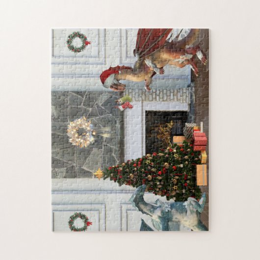 Weihnachten-Weihnachtsdragon-Familienzimmer Puzzle (Vertikal)